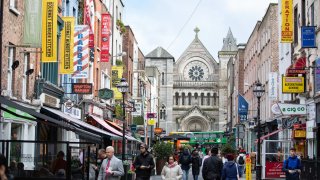 Pedestrians on Anne Street South in Dublin, Ireland, on Thursday, March 28, 2024.