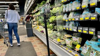 A customer shops at a Whole Foods grocery store in Edgewater, N.J. on Sept. 11th, 2024. 