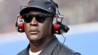 Michael Jordan, NBA Hall of Famer and co-owner of 23XI Racing looks on during the NASCAR Cup Series FireKeepers Casino 400 at Michigan International Speedway on August 18, 2024 in Brooklyn, Michigan.