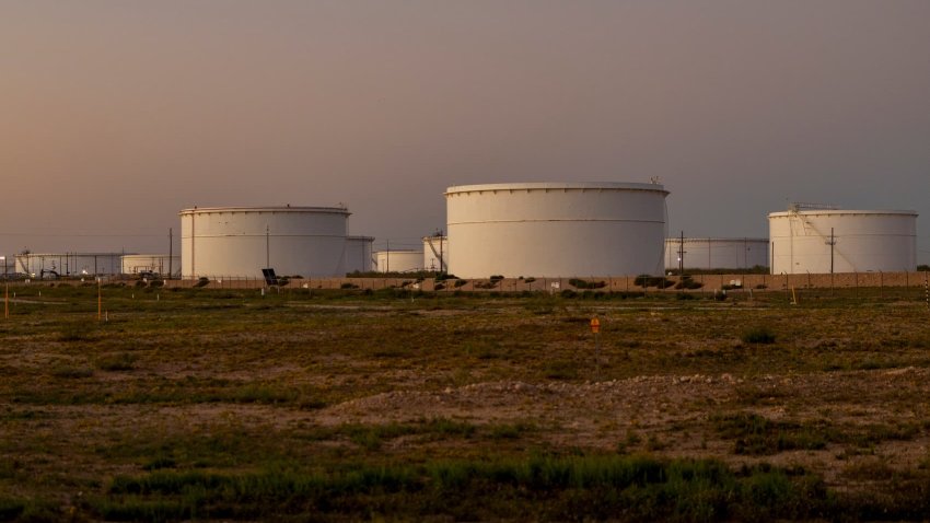 Oil storage containers in Midland, Texas, US, on Thursday, Oct. 3, 2024. 