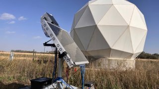 The company’s prototype antenna “Frankie” during testing in North Dakota on Oct. 5, 2024.