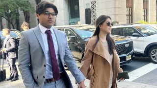 Nishad Singh, former director of Engineering at FTX Cryptocurrency Derivatives Exchange, left, and Claire Watanabe, former senior executive at FTX Cryptocurrency Derivatives Exchange, arrive at court in New York, on Oct. 30, 2024.