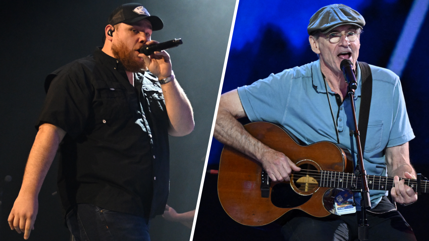 Split image of Luke Combs and James Taylor