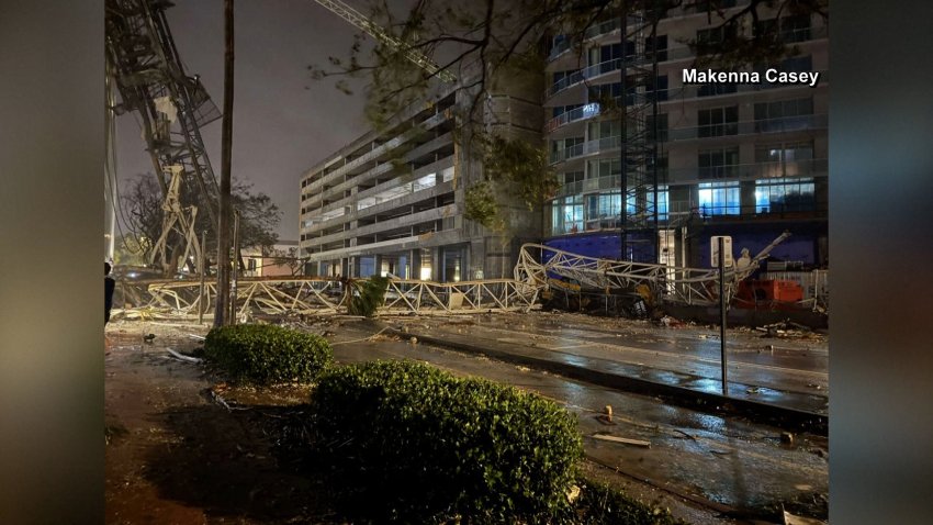 A crane collapse in St. Petersburg, Florida during Hurricane Milton