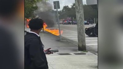 Cellphone video shows fiery aftermath of deadly Miami crash