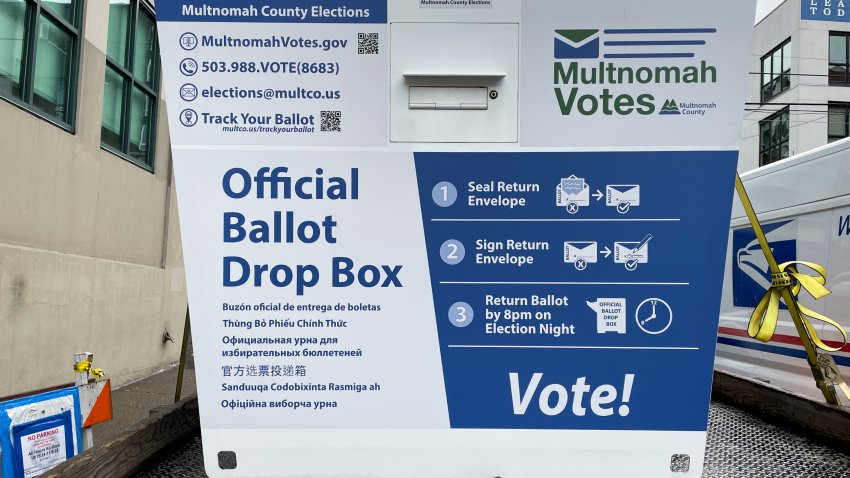 A ballot drop box in Portland, Or.