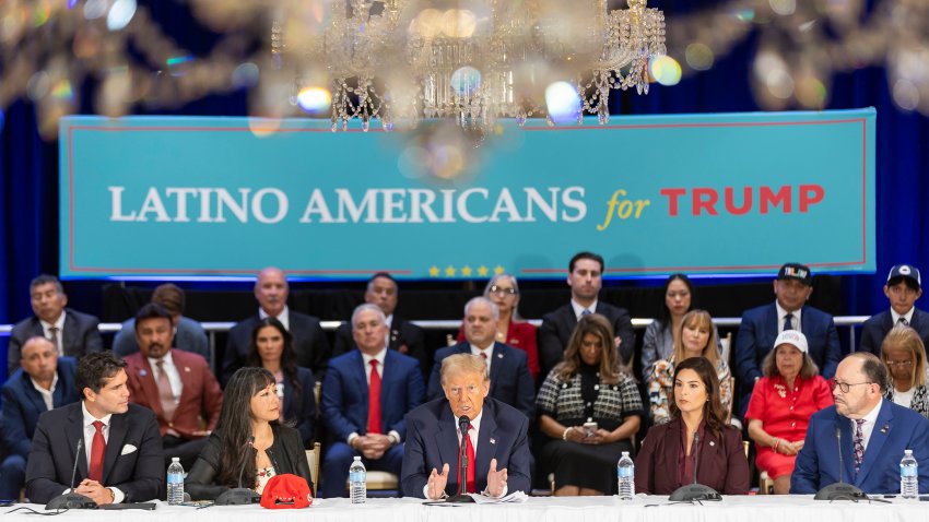 Republican presidential candidate and former President Donald Trump speaks during a roundtable discussion with local Latino leaders at Trump National Doral Miami on Tuesday, Oct. 22, 2024, in Doral, Florida. (Matias J. Ocner/Miami Herald/Tribune News Service via Getty Images)