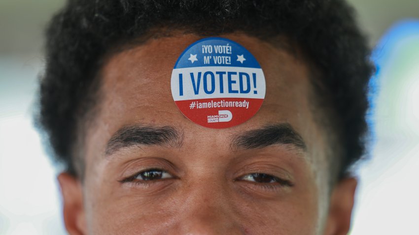 CUTLER BAY, FLORIDA – OCTOBER 27: Joseph Parker displays an I Voted sticker after voting during the early voting period at the polling station set up in the South Dade Regional Library on October 27, 2024 in Cutler Bay, Florida. Early voting runs from Oct. 21 through Nov. 3 in Miami-Dade and Broward. People head to the polls to decide, among other races, the next president of the United States. (Photo by Joe Raedle/Getty Images)