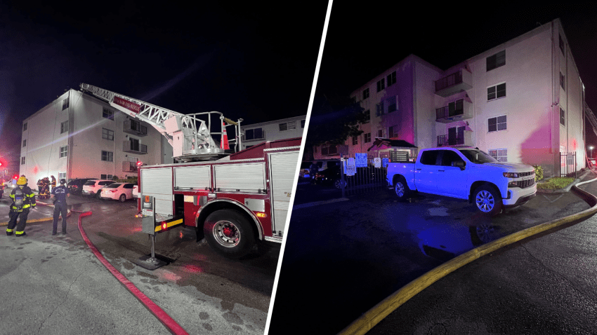 Residents had to be evacuated as an apartment building caught fire early Wednesday, according to the City of Miami Department of Fire-Rescue.