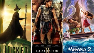 Wicked, Gladiator II, and Moana 2 Movie Posters.