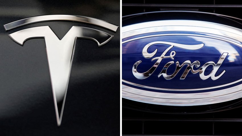 Tesla and Ford logos.