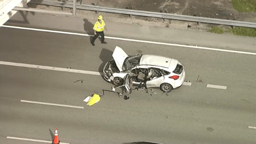 Scene of a fatal crash on I-75 in Pembroke Pines on Nov. 7, 2024.