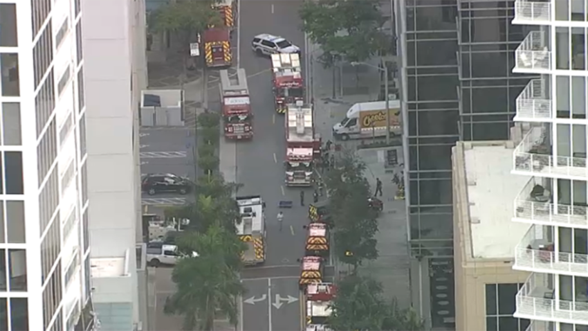 A large fire rescue response was underway at a high-rise building in Fort Lauderdale Wednesday morning for a possible hazmat situation.