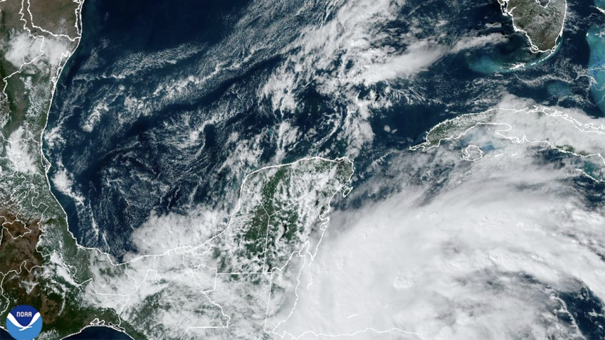 A NOAA satellite image of Tropical Storm Sara on Nov. 14, 2024.