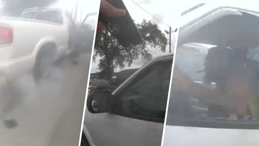 Wild new police bodycamera footage shows a driver peeling out and repeatedly slamming into vehicles after he fled from officers in Miami-Dade last week.