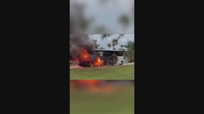 Video shows FIU shuttle bus carrying students engulfed in flames