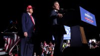 Mehmet Oz, then a Republican Senate candidate, and Donald Trump at a rally in Latrobe, Pa., on Nov. 5, 2022.