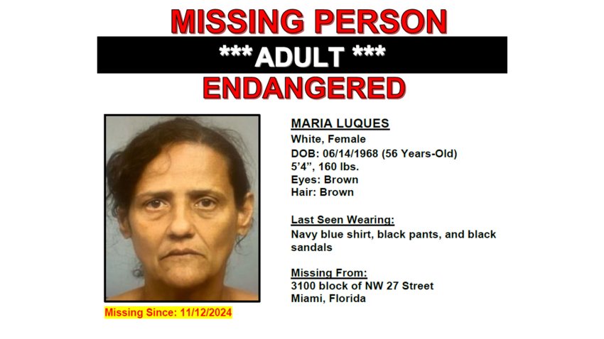 Maria Luques has been missing since Nov. 12, 2024.