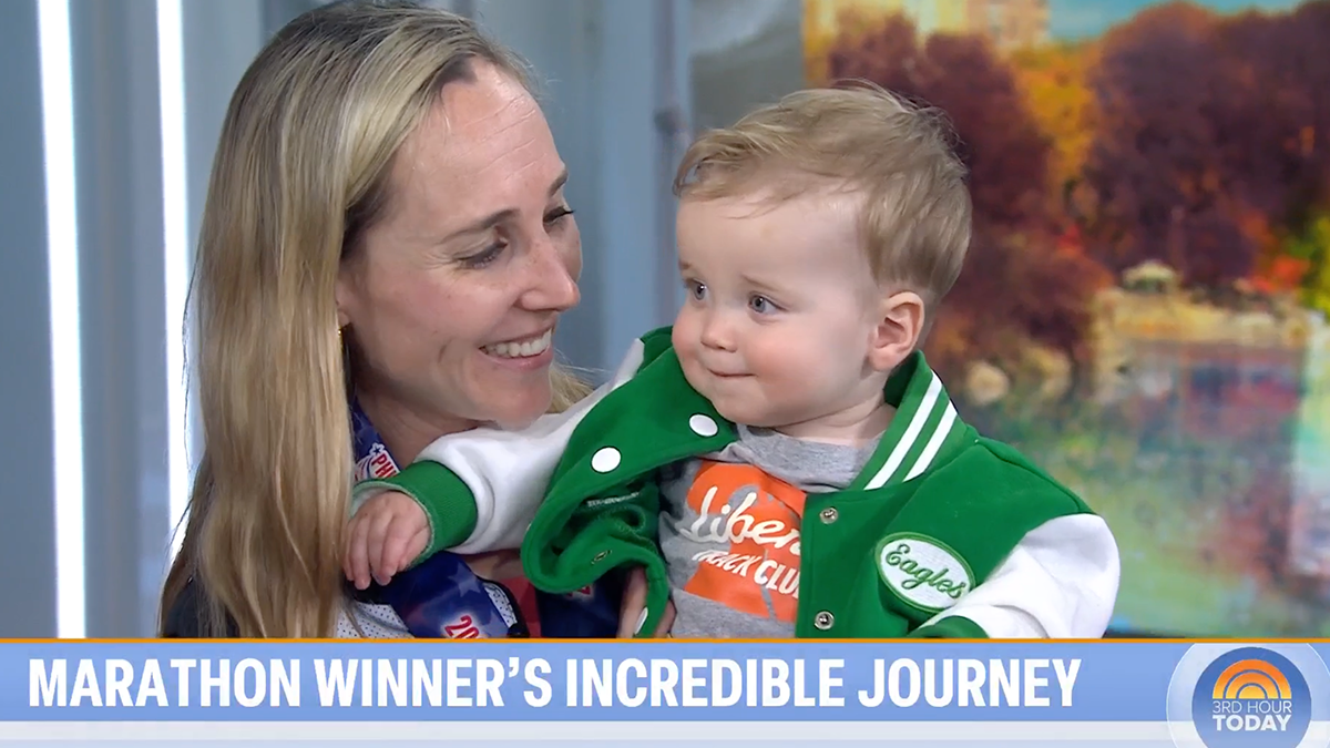 WATCH: Toddler in Eagles jacket cheers Philly Marathon-winning mom in adorable TODAY appearance