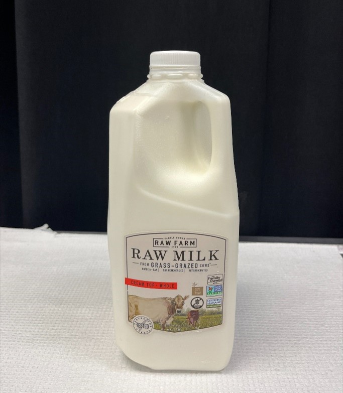 A jug of Raw Farm raw milk