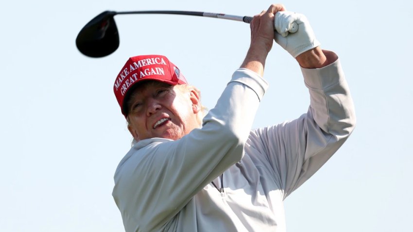 Donald Trump playing golf in Sterling, Va., last year