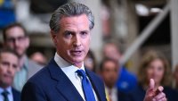 Governor Newsom speaks as he signed into law the most significant bipartisan legislation to crack down on property crime at a Home Depot store in San Jose, California, United States on August 16, 2024. 