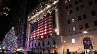 A Christmas tree stands in front of the New York Stock Exchange (NYSE), on the day U.S. President-elect Donald Trump is expected to ring the opening bell at NYSE to celebrate being named Time magazine’s ‘Person of the Year’, in New York City, New York, U.S., December 12, 2024. 