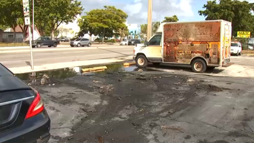 An arson investigation was underway in Fort Lauderdale after three vehicles went up in flames in the parking lot of a shopping plaza early Tuesday.