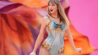 FILE – Taylor Swift performs at Wembley Stadium as part of her Eras Tour in London on June 21, 2024.