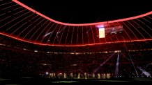 MUNICH, GERMANY - DECEMBER 20: Minute of silence in the stadium due to multiple run over in a christmas market in Magdeburg during the Bundesliga match between FC Bayern München and RB Leipzig at Allianz Arena on December 20, 2024 in Munich, Germany. (Photo by Alexander Hassenstein/Getty Images)