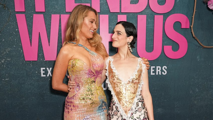 Blake Lively and Jenny Slate at the "It Ends With Us" New York Premiere at AMC Lincoln Square Theater on Aug. 6, 2024 in New York City.