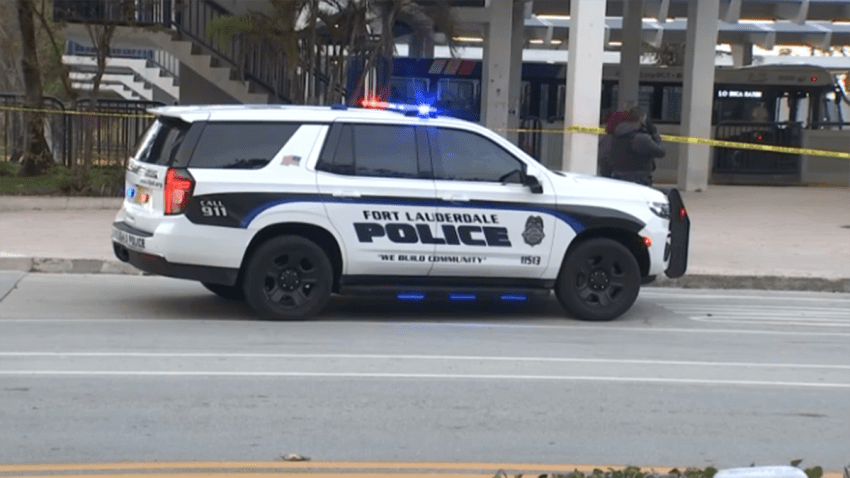 Police respond after a man was stabbed at a bus terminal in Fort Lauderdale on Jan. 8, 2025.