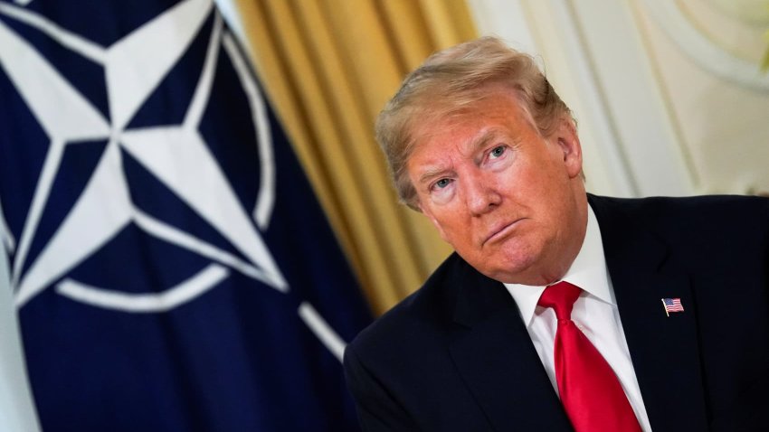 U.S. President Donald Trump attends a meeting with NATO Secretary General Jens Stoltenberg ahead of the NATO summit in Watford, in London, Britain, December 3, 2019.