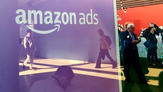BARCELONA, SPAIN – MARCH 2: The Amazon ads logo, the advertising solutions service formerly known as AMD or Amazon Marketing Services, during the Mobile World Congress 2023 on March 2, 2023, in Barcelona, Spain. (Photo by Joan Cros/NurPhoto via Getty Images)