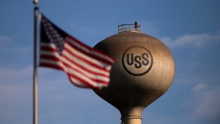 A water tower at the United States Steel Corp. Edgar Thomson Works steel mill in Braddock, Pennsylvania, US, on Wednesday, Sept. 4, 2024. 