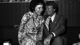 Jimmy Carter and Rosalynn Carter attending his fundraiser for his 1976 Presidential run on February 14, 1976.