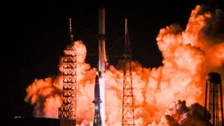 Blue Origin’s New Glenn rocket lifts off at Cape Canaveral Space Force Station prior on January 16, 2025.