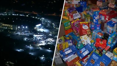 Community coming together outside Rose Bowl to help fire victims