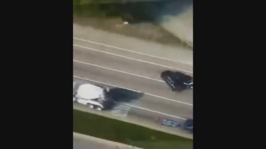 Aerial footage shows FHP PIT maneuver during chase in Fort Lauderdale