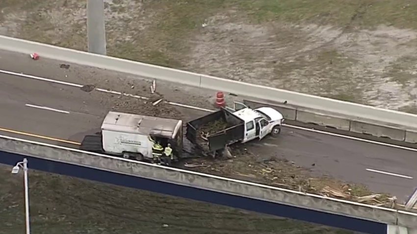 Ramp from I-595 to I-95 closed after truck fire