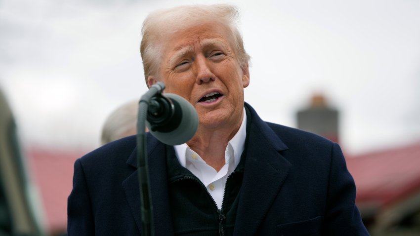 President Donald Trump speaks as he meets with homeowners affected by Hurricane Helene in Swannanoa, N.C., Friday, Jan. 24, 2025.