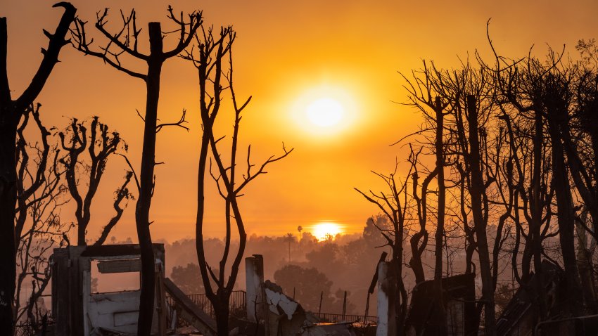 PACIFIC PALISADES, CALIFORNIA – JANUARY 09: houses destroyed during the Palisades Fire, on January 9, 2025 in the Pacific Palisades community of Los Angeles, California. Multiple wildfires fueled by intense Santa Ana Winds are burning across Los Angeles County. Five people have been killed, over 25,000 acres have burned, and 30,000 people have been evacuated. (Photo by Jay L. Clendenin/Getty Images)