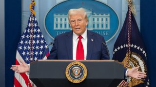 U.S. President Donald Trump speaks during a press conference on an aircraft collision at the White House in Washington, D.C.