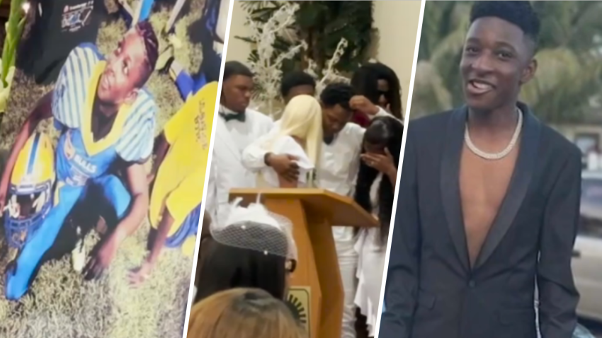 At a funeral service for Yahkeim Lollar, family members gathered to remember his academic achievements and kind heart before he was allegedly stabbed to death in Miami.