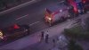 Firefighters combat flames on Broward Boulevard