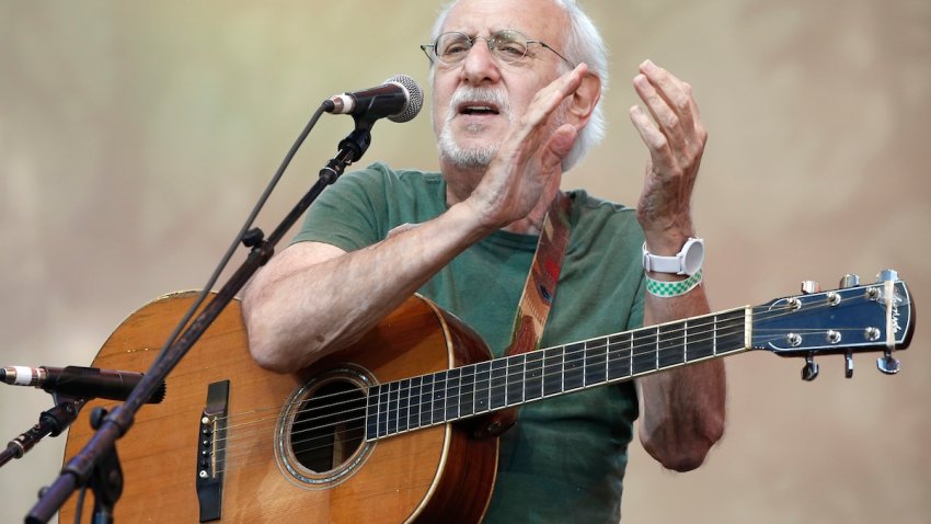 FILE – Singer-songwriter Peter Yarrow, of the 1960’s era musical trio “Peter Paul and Mary,” performs during a memorial tribute concert for folk icon and civil rights activist Pete Seeger in New York on  July 20, 2014. (AP Photo/Kathy Willens, File)