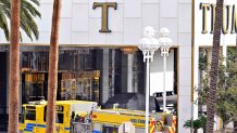 LAS VEGAS, NV - January 01: A Cybertruck covered with a tarp is seen parked in the valet area at the Trump International Hotel on January 1, 2025, in Las Vegas, Nevada. (Photo by David Becker for the Washington Post)