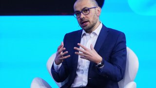 Google DeepMind co-founder and Chief Executive Officer Demis Hassabis gives a conference during the Mobile World Congress (MWC), the telecom industry’s biggest annual gathering, in Barcelona on February 26, 2024.