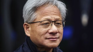 Jensen Huang, co-founder and chief executive officer of Nvidia Corp., during the opening ceremony of the Siliconware Precision Industries Co. (SPIL) Tan Ke Plant in Taichung, Taiwan, on Thursday, Jan. 16, 2025.