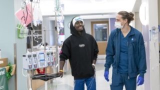 Deshawn Chow undergoing sickle cell treatment.